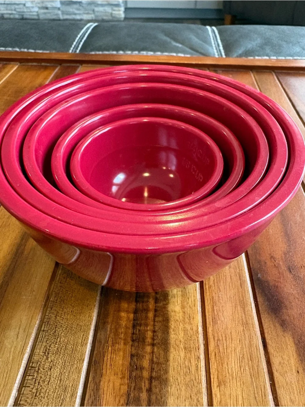Sur La Table Red Melamine Nesting Measuring Bowl Set 5 Pieces Made in China